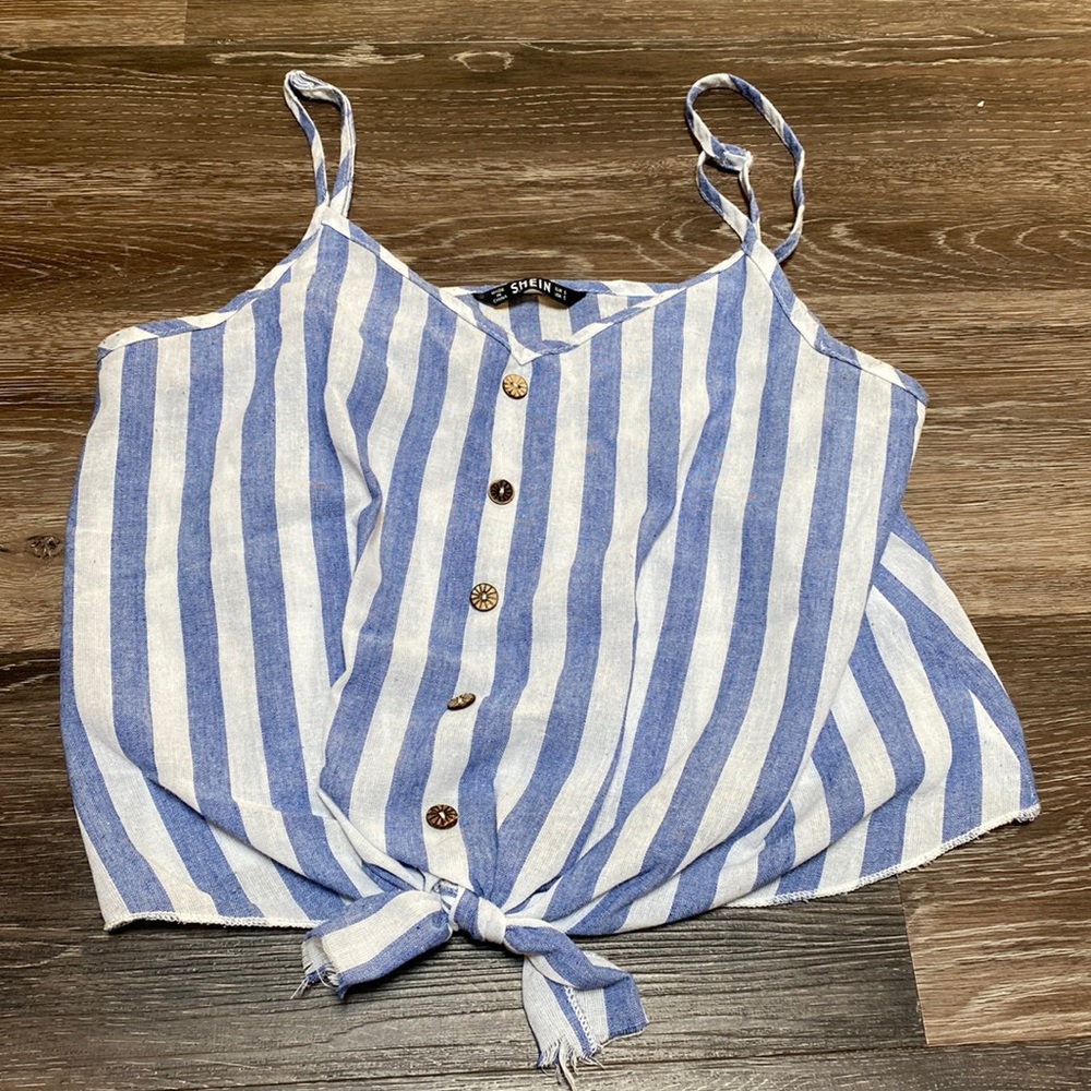 Shein Linen Tie-Front Top